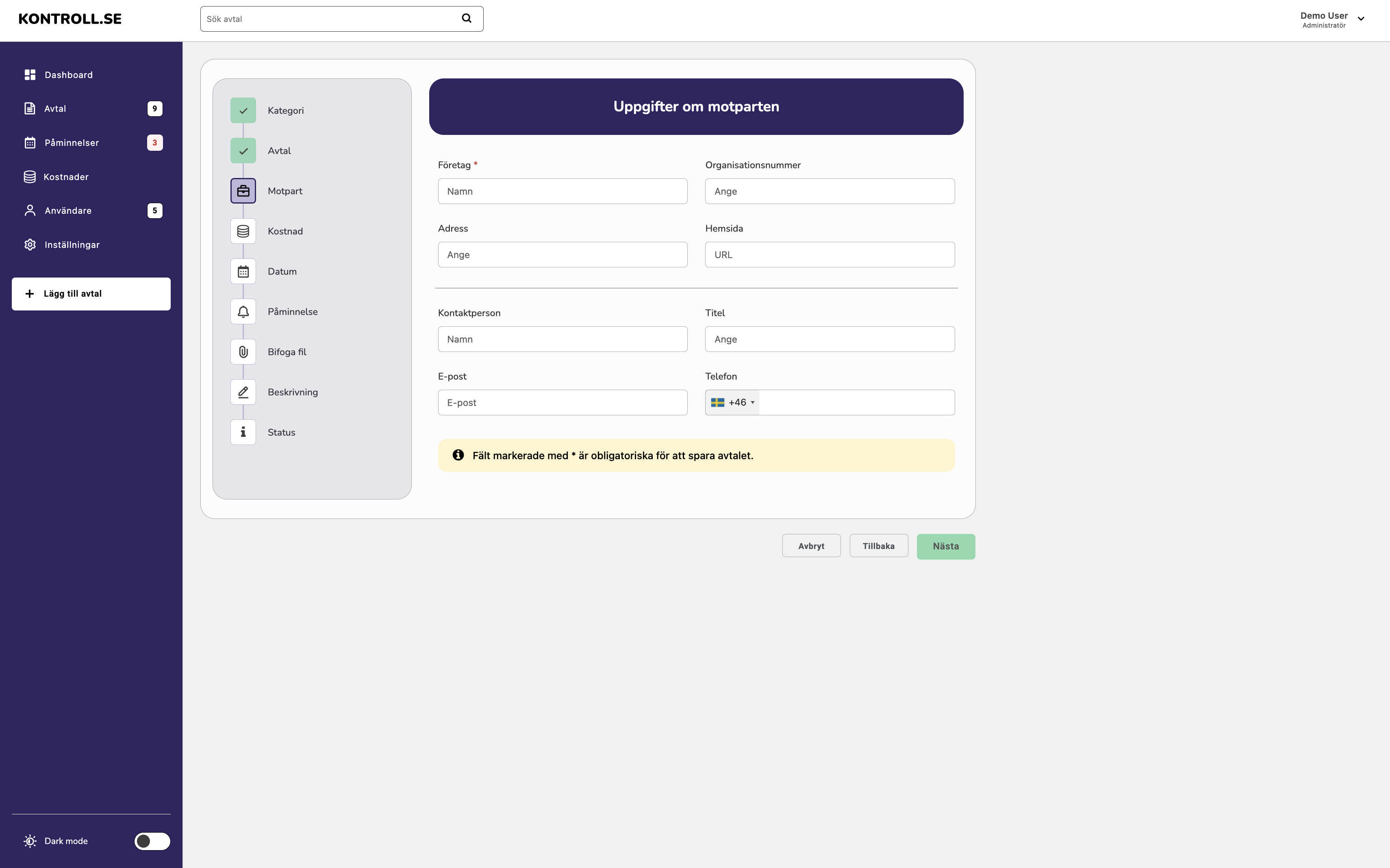 Add Contract Details