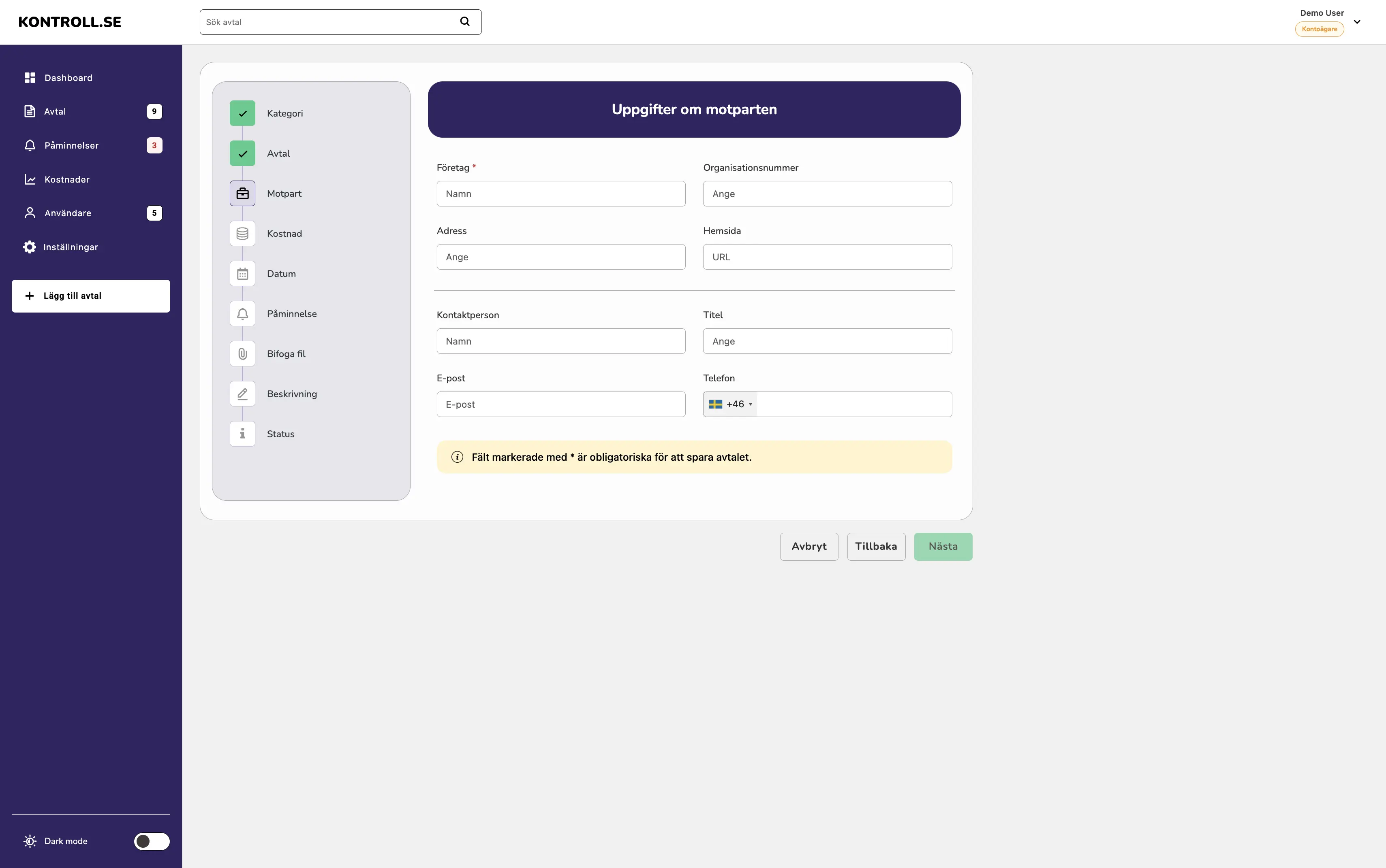 Add Contract Details